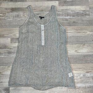 Eileen Fisher Grey Linen Mesh Tank Tunic E19